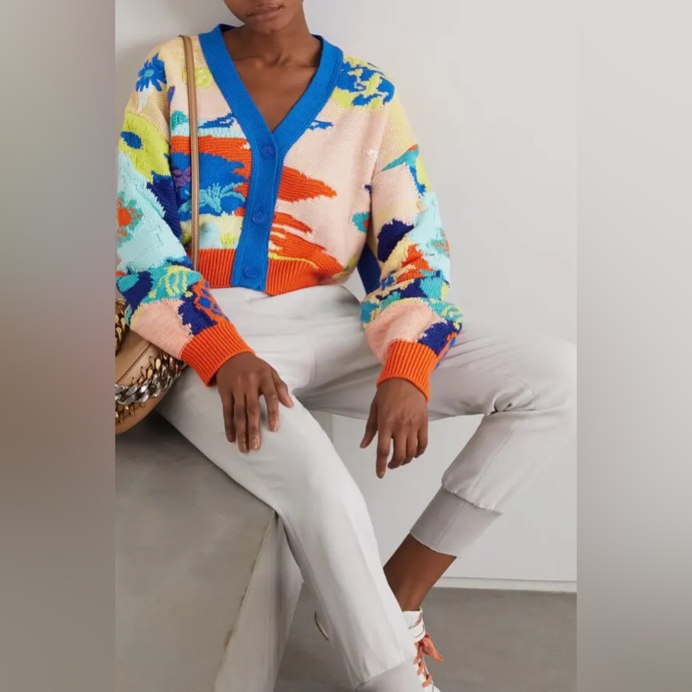 NWOT STELLA MCCARTNEY The Beatles Get Back Cropped Intarsia Cardigan $1,395 M - Picture 4 of 11